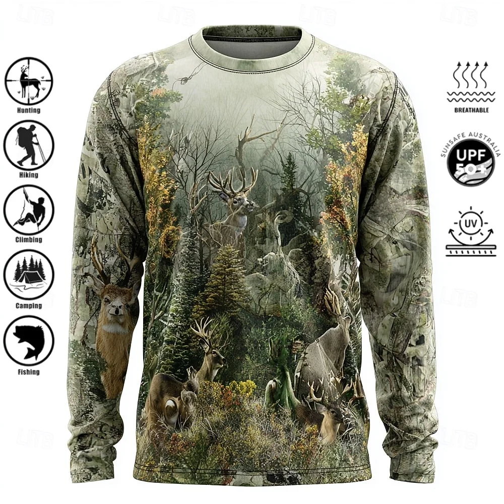 Men Long Sleeve T-shirt Polyes - огляд і ціна Outdoor Hunting Prints
